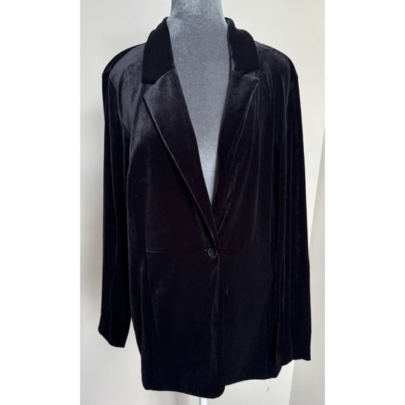 J Jill Wearever Black Velvet Knit Blazer L Classic Whimsigoth Old Money Glam - Picture 10 of 16